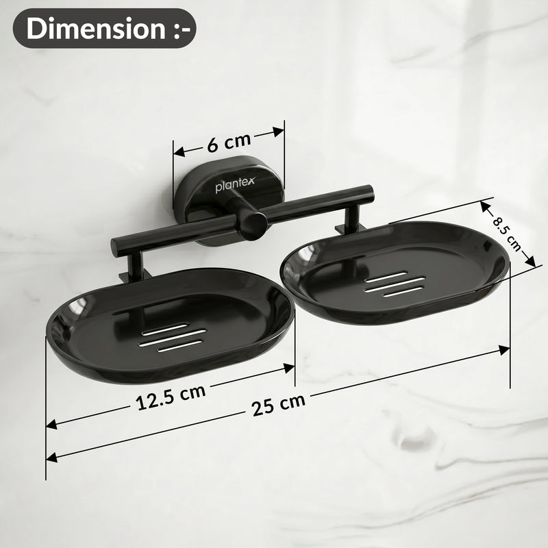 Plantex J4 Stainless Steel Double Soap Dish for Bathroom/Soap Holder for Bathroom/Wall Mounted Soap Holder/Bathroom Accessories (PVD Black Finish) Onix-2