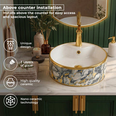 Plantex Table Top Wash Basin For Bathroom/Small Basin for Handwash/Countertop Washbasin - Indo-European Collection (16 x 16 x 6 Inch)-5