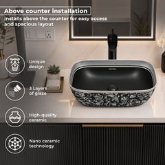 Plantex Wash Basin for Bathroom/Ceramic Table Top Washbasin/Countertop Vessel Sink Basin - Indo-European Collection (EQTT-521,18 x13x 5 Inch)-5