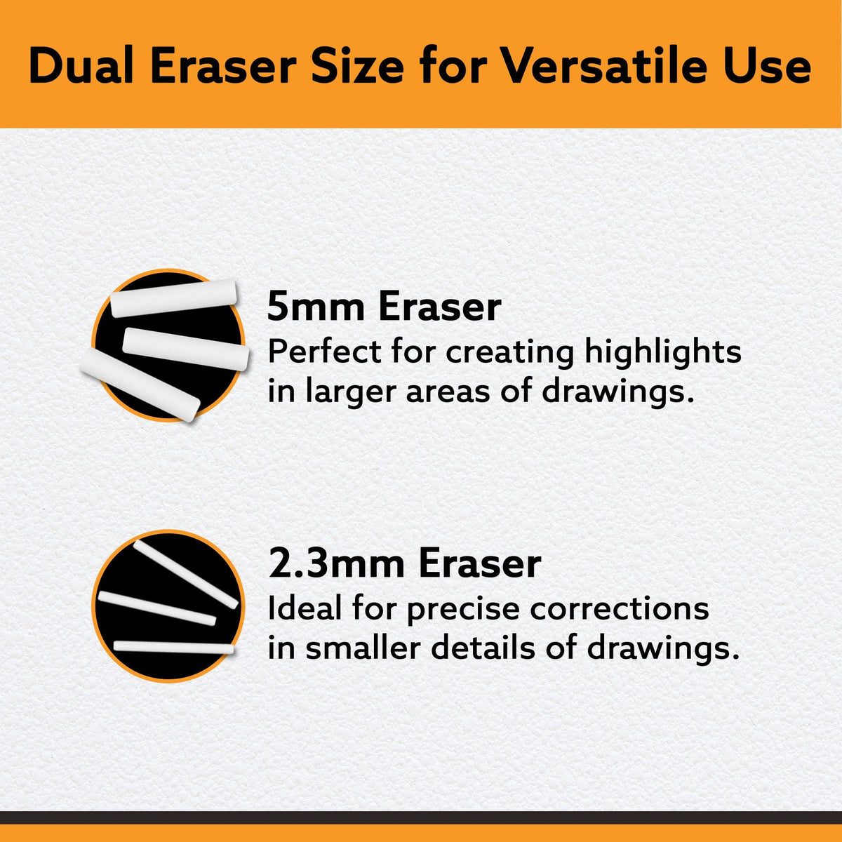 AGARO Electric Eraser Refill Pack of 70, 2.3mm & 5mm Eraser, Sketching, Drawing, Portrait Shading