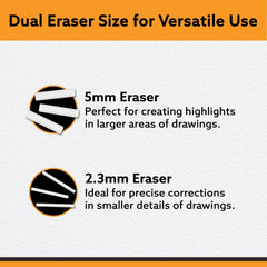 AGARO Electric Eraser Refill Pack of 70, 2.3mm & 5mm Eraser, Sketching, Drawing, Portrait Shading