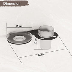 Plantex Soap Dish with Tumbler Holder for Bathroom/Stainless Steel Glass soap Holder wtih Toothbrush Stand/Bathroom Accessories - Pack of 1 (Black)-2