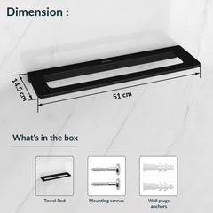 Plantex 20 Inch Acrylic Towel Hanger for Bathroom/Towel Rod for Kitchen/Napkin Holder/Stand/Towel Bar for Bathroom - Pack of 1 (VIB-126, Black)-2