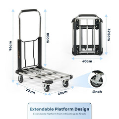 Corvids 150 Kg Portable Aluminium Extendable Hand Platform Trolley with 2-Year Warranty-2