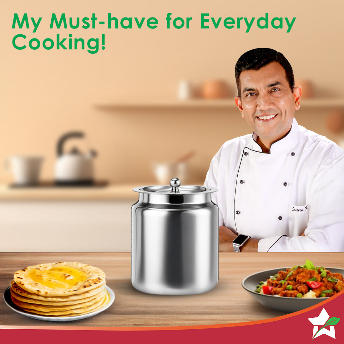 Wonderchef Ambrosia Premium Stainless-steel Ghee Pot with Lid, 1 L, Tight SS Lid, Rust-resistant & Durable Material, Ghe