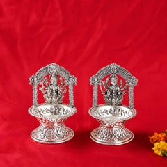 Brass Silver Plated Ashtalakshmi Diya set (5.7 Inch)