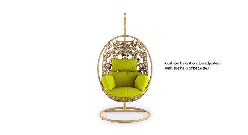 Noemi Single Seater Hanging Swing With Stand For Balcony , Garden Swing (Honey)