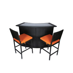 Elsie Outdoor Patio Bar Sets 2 Chairs and 1 Table (Black)