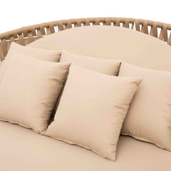 Neck Outdoor Poolside Sunbed With Cushion Daybed (Tan) Braided & Rope