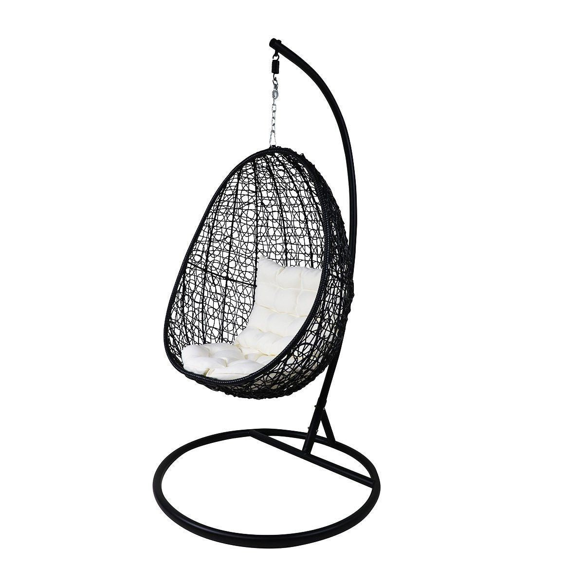 Oscuro Single Seater Hanging Swing With Stand For Balcony , Garden Swing (Black)