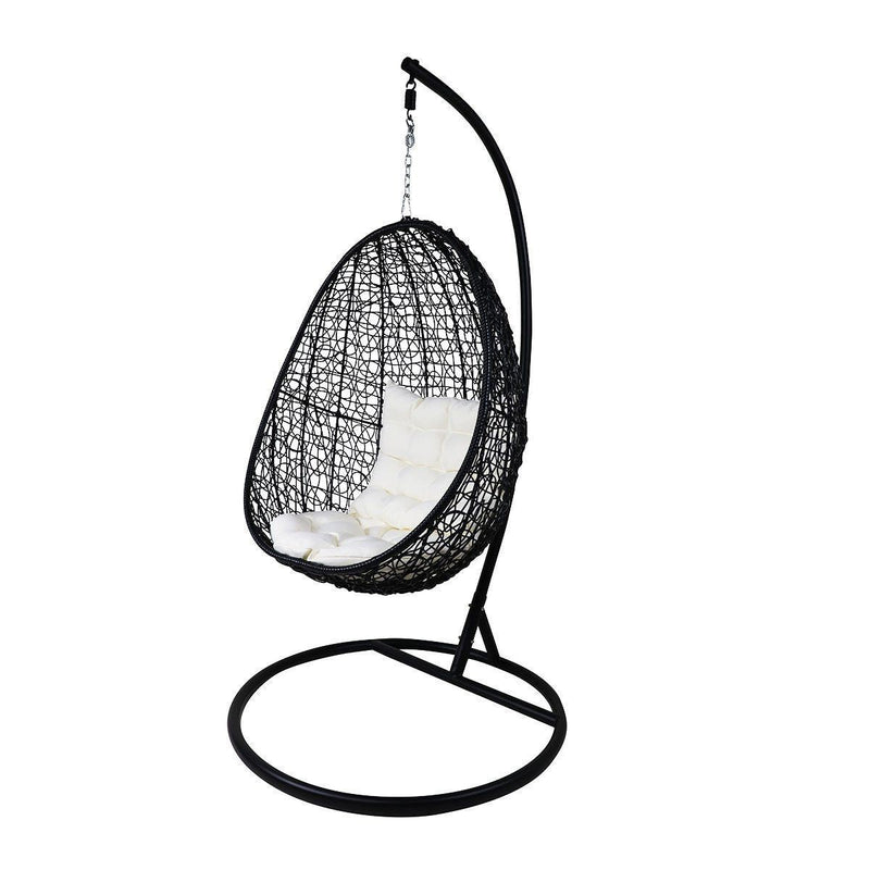 Oscuro Single Seater Hanging Swing With Stand For Balcony , Garden Swing (Black)
