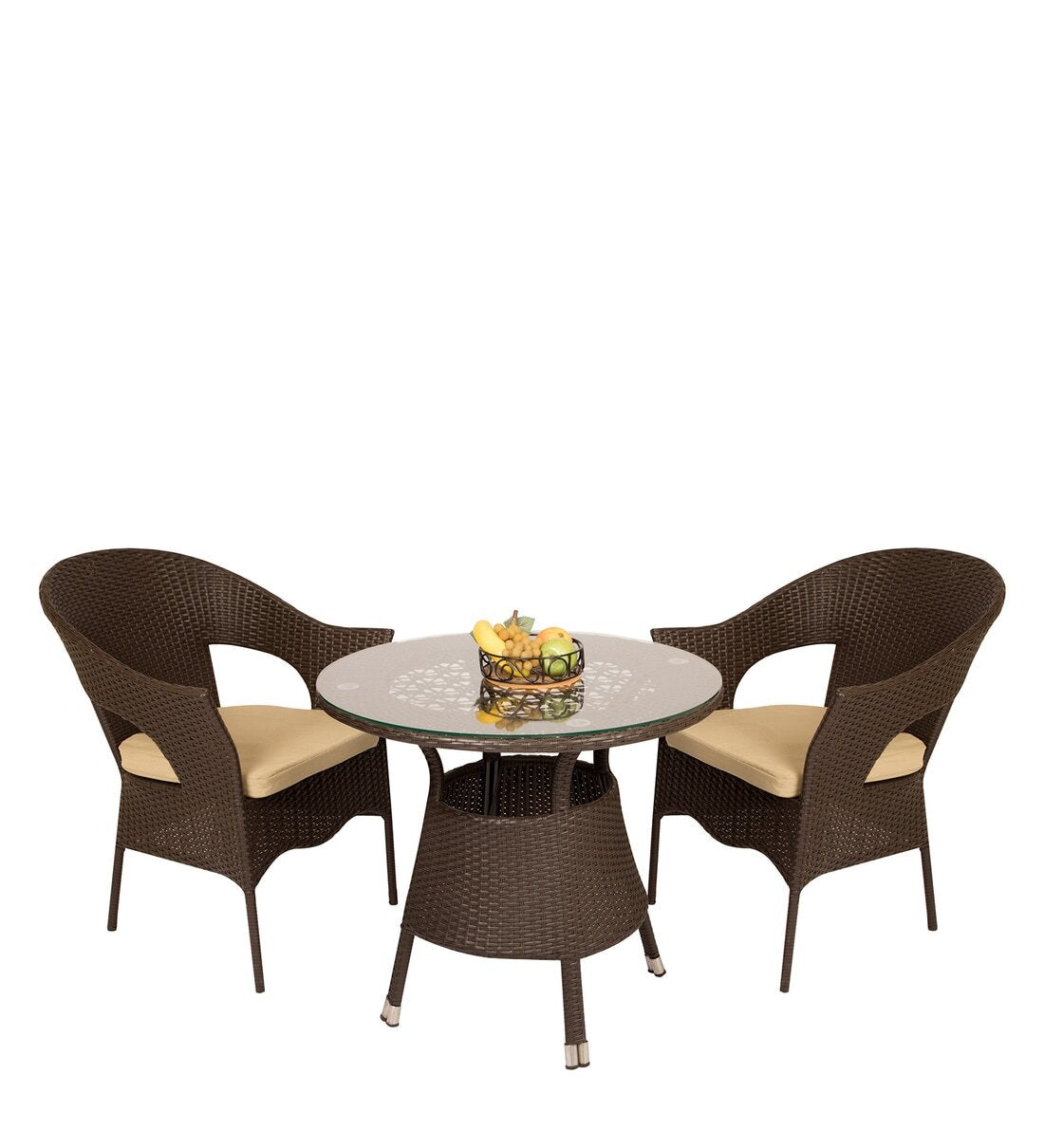 Blaze Outdoor Patio Seating Set 2 Chairs and 1 Table Set (Brown)
