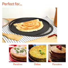 Meyer Pre-Seasoned Cast Iron Two Side Handle Flat Tawa Pan,30cm