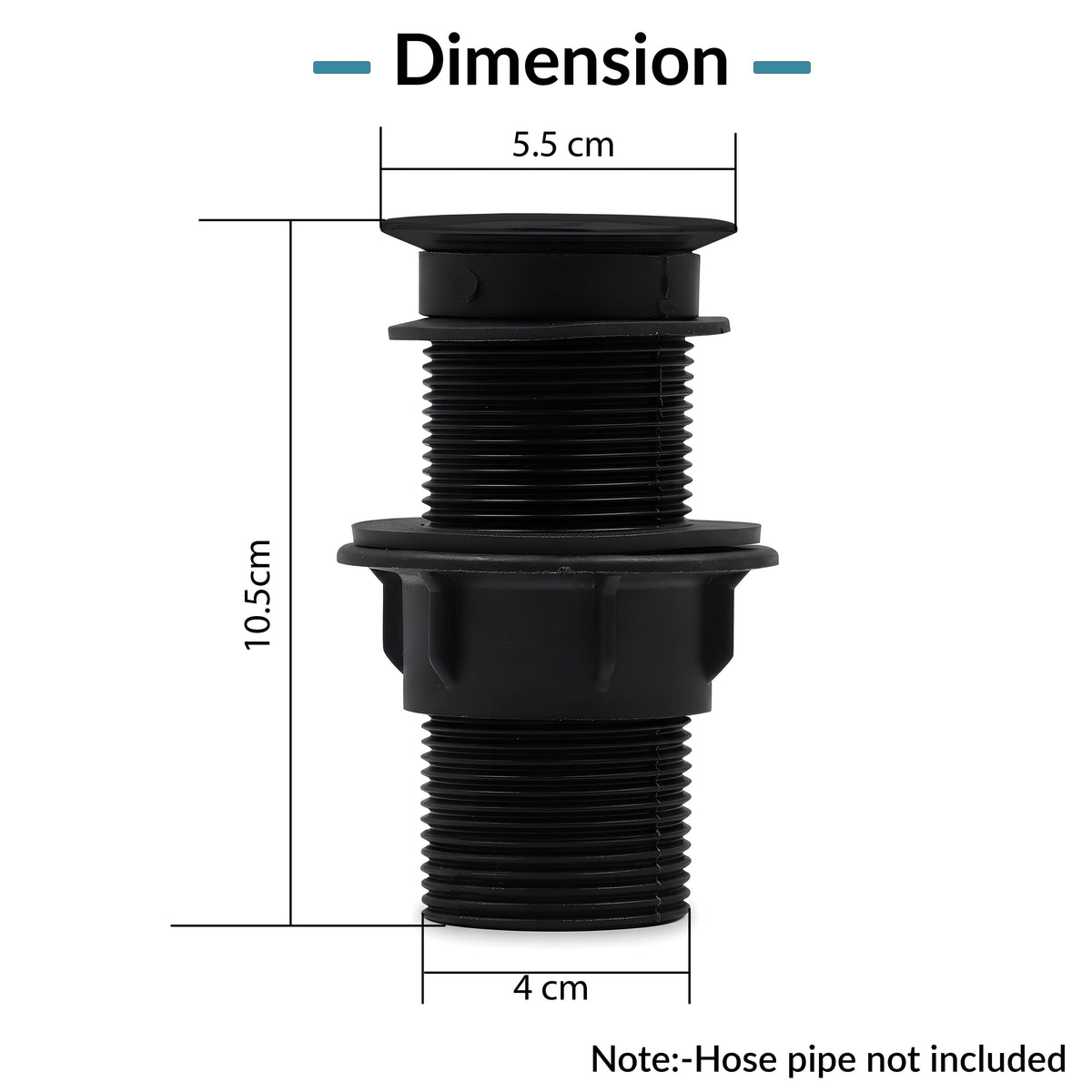 Plantex 4 Inch Waste Coupling for Washbasin/Nylon Thread Body with Brass Head Coupling/Coupling for Sink - Pack of 1 (BH-1116, Black)-2