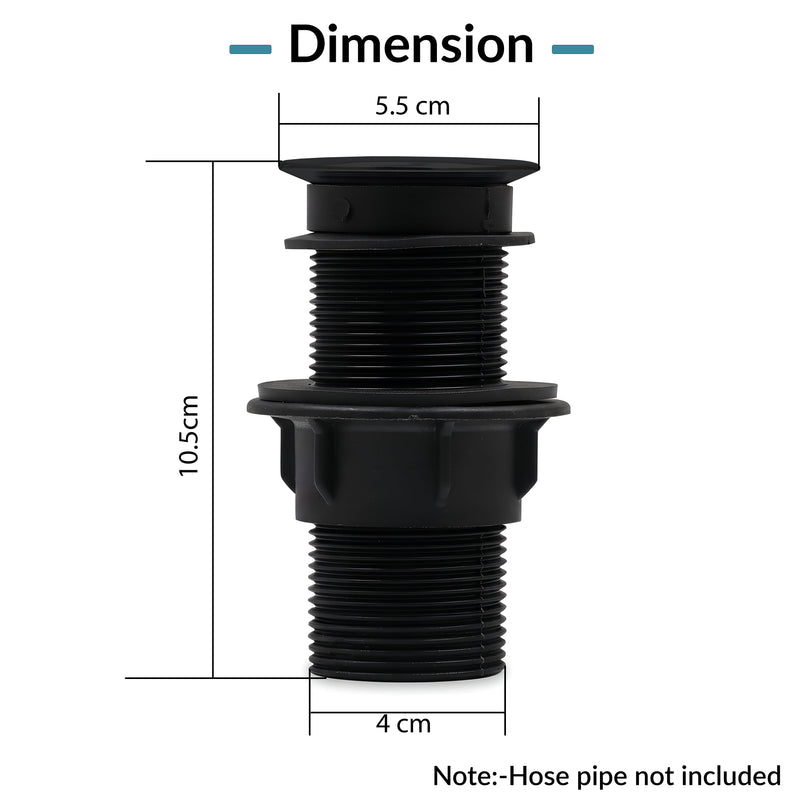 Plantex 4 Inch Waste Coupling for Washbasin/Nylon Thread Body with Brass Head Coupling/Coupling for Sink - Pack of 1 (BH-1116, Black)-2