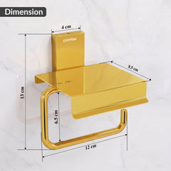 Plantex 304 Grade Stainless Steel Tissue Paper Roll Holder/Toilet Tissue Holder with Mobile Stand/Bathroom Accessories (Crystal, PVD Gold)-2