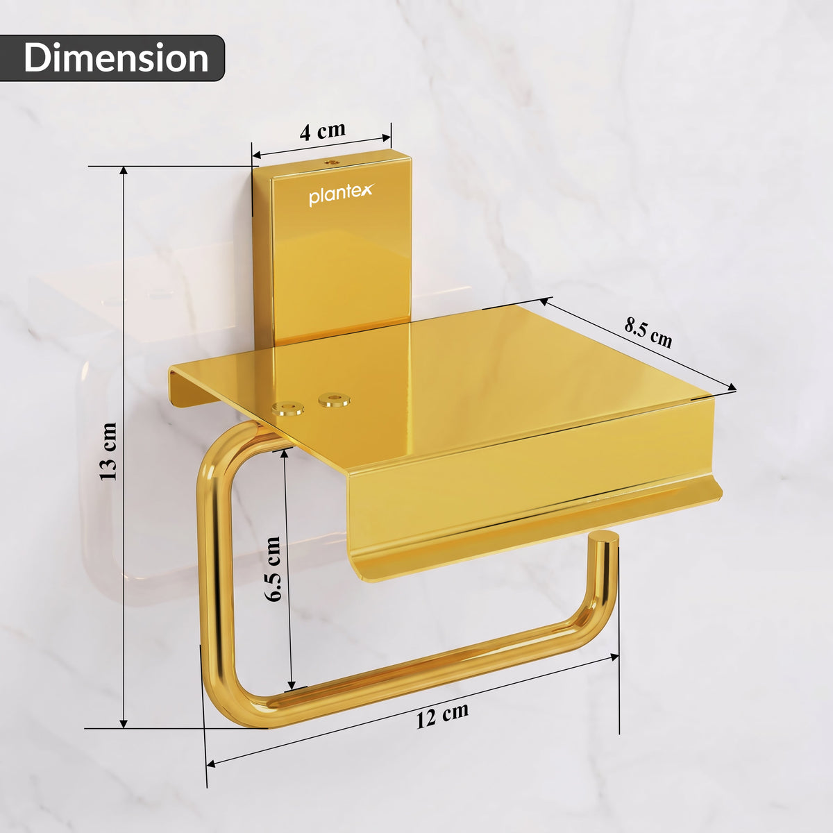 Plantex 304 Grade Stainless Steel Tissue Paper Roll Holder/Toilet Tissue Holder with Mobile Stand/Bathroom Accessories (Crystal, PVD Gold)-2