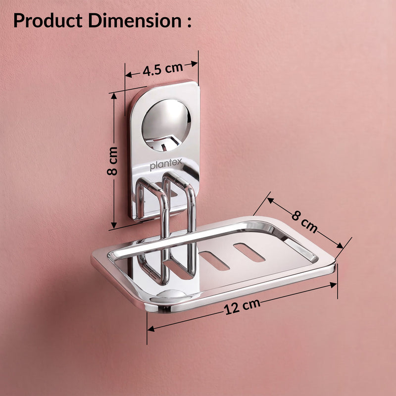 Plantex Stainless Steel Single Soap Holder for Bathroom/Soap Dish Holder Wall Mounted/Bathroom Accessories - Dream (Chrome)-2