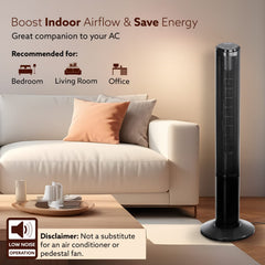 AGARO Imperial Oscillating Tower Fan, 40 Inches, 3 Speed, 2 Modes, Electric Standing Fan-2