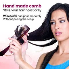 AGARO Hand Made Cellulose Acetate Comb HMC79, All Fine Tooth Dressing Comb, Smooth Rounded Teeth, Hair Styling, Hair Bru