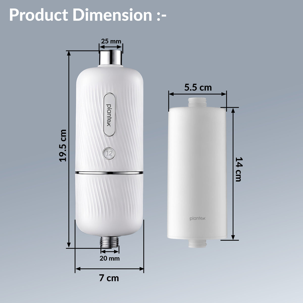 Plantex Shower Filter for Bathroom/ABS Plastic Tap Filter for Hard Water/7 Layer Filtration with Activated Carbon & Calcium Sulfite/Water Softner - (White)