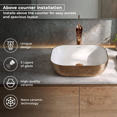 Plantex Ceramic Table Top Wash Basin/Basin for Bathroom/Washbasin/Bathroom Sink - Indo European Collection (19.7 x 15 x 5.5 Inch)-5