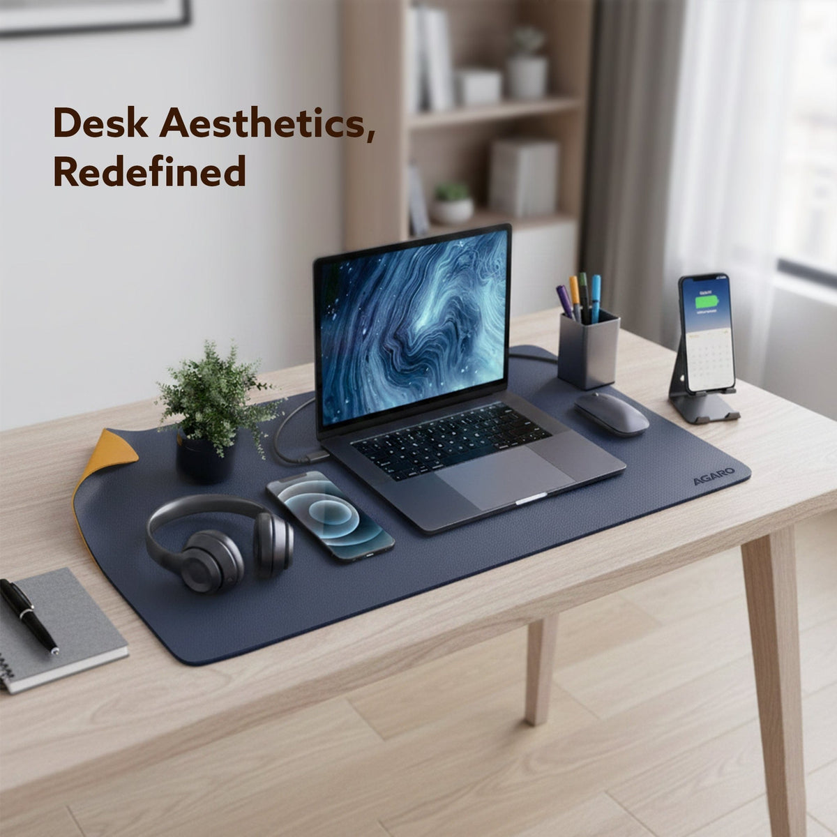 AGARO Premium Reversible Desk Mat (90x45 cm), Dual-Tone Vegan Leather Deskpad-2