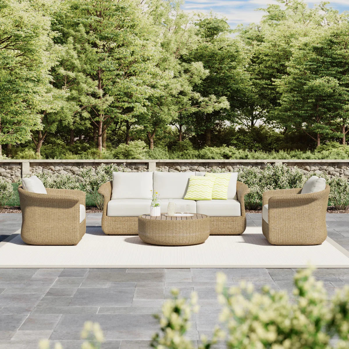 Coist Outdoor Sofa Set 3 Seater, 2 Single seater and 1 Center Table (Honey)