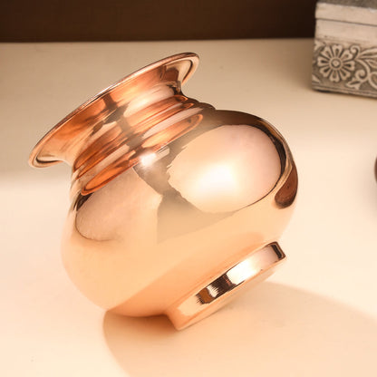 Copper Pooja Kalash Traditional Religious Pot for Puja Rituals (4.5 Inch)