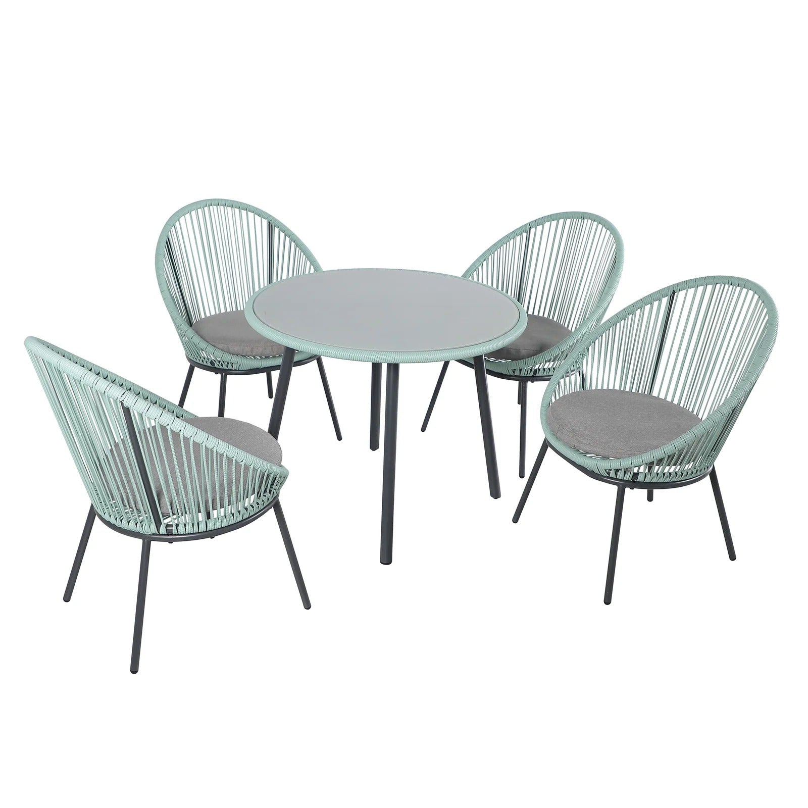 Piel Outdoor Patio Seating Set 4 Chairs and 1 Table Set (Turquoise)