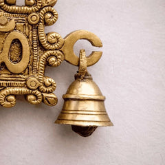 Brass Om Wall Hanging With Bell (7 Inch)