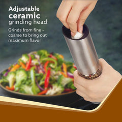 AGARO Gravity Salt & Pepper Automatic Grinder, Refillable, Adjustable Coarseness, Gravity Electric Salt Pepper Mill & Sh