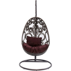 Trevisan Single Seater Hanging Swing With Stand For Balcony , Garden Swing (Dark Brown)