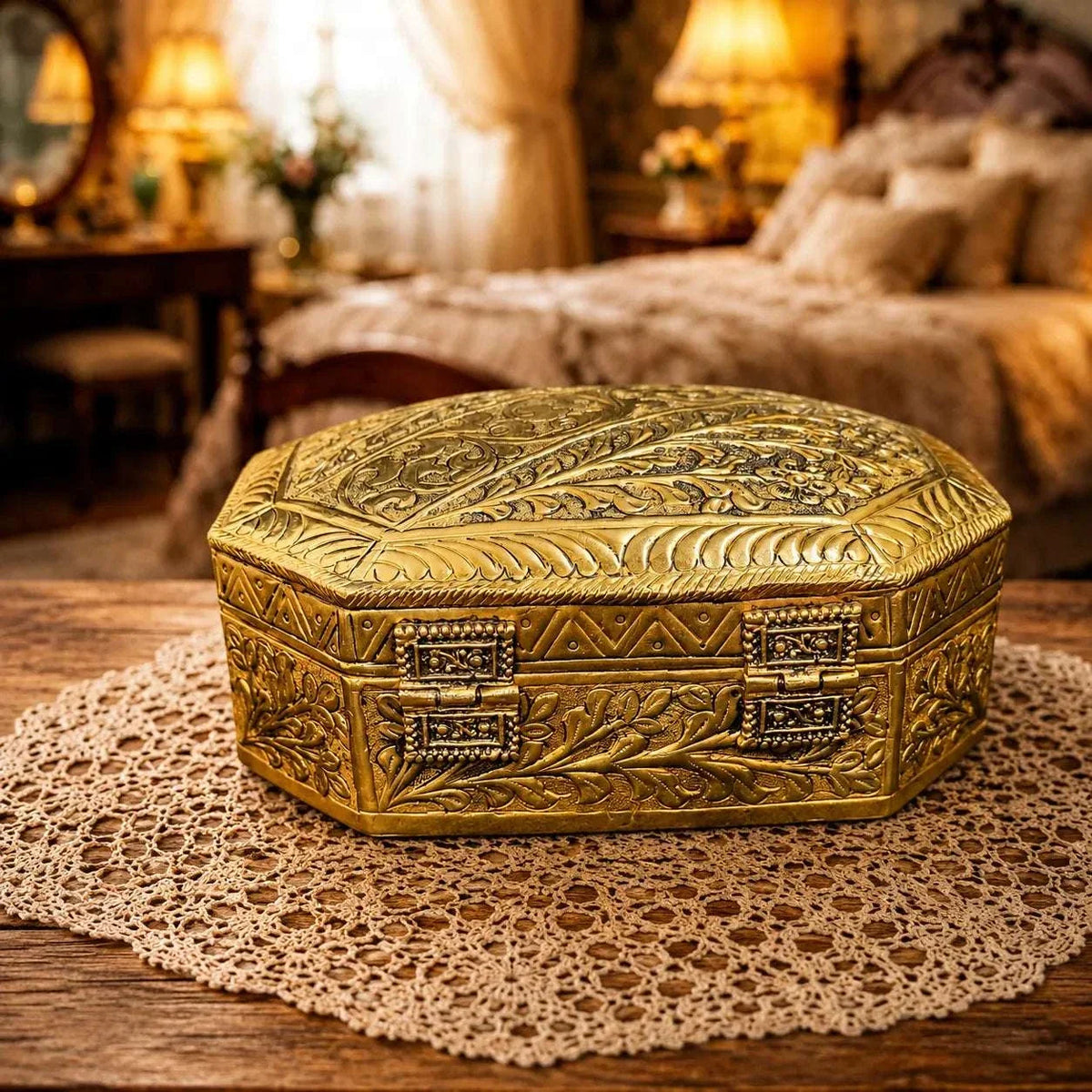 Brass Handcrafted Jewellery Box (3 Inch)