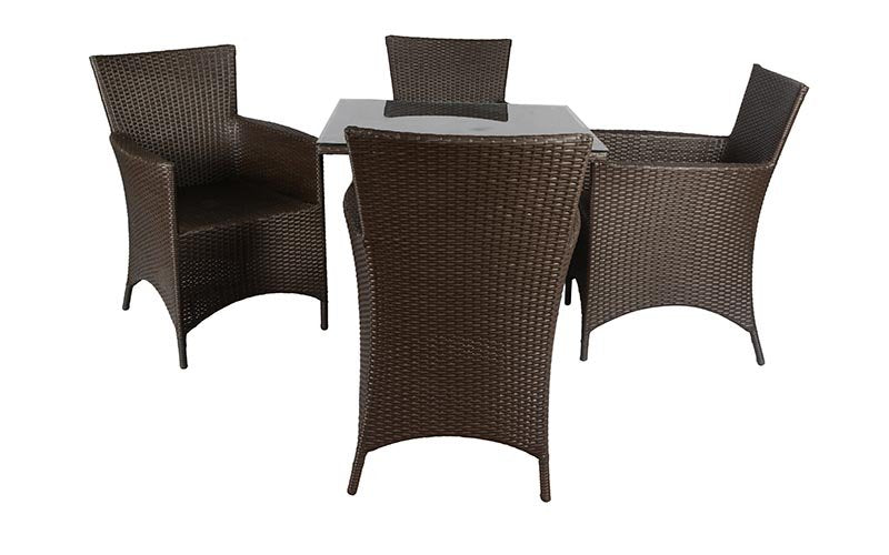 Kaddu Outdoor Patio Seating Set 4 Chairs and 1 Table Set (Dark Brown)
