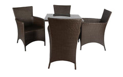 Kaddu Outdoor Patio Seating Set 4 Chairs and 1 Table Set (Dark Brown)