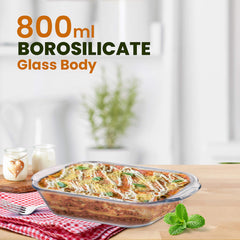 AGARO Elite बोरोसिलिकेट ग्लास बेकिंग ट्रे किचन के लिए, 800 मिली, बेकिंग डिश, सर्विंग बाउल, ओवन और माइक्रोवेव, डिशवॉशर और फ्रीजर सुरक्षित, आयताकार, पारदर्शी, ग्लास बाउल कंटेनर -2