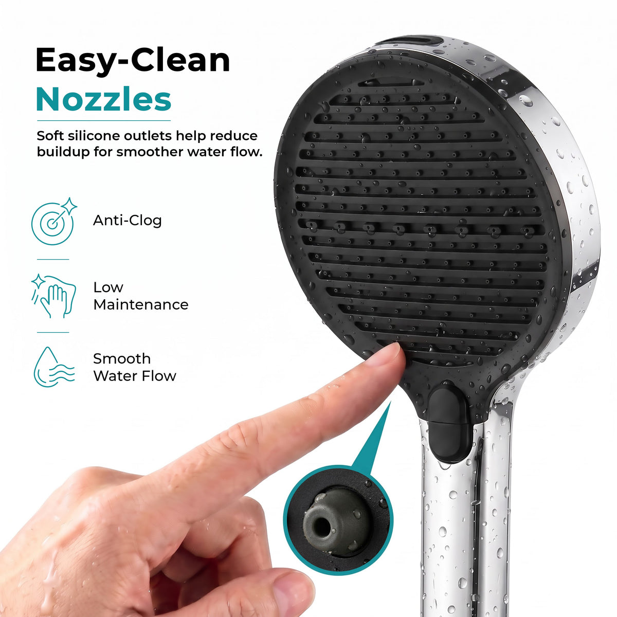 Plantex ABS Hand Shower for Bathroom/3 Mode Multifunctional Shower/Rectangle Hand Shower Without Hose Pipe for Home/Hotel - (Chrome, H-XM95)-3