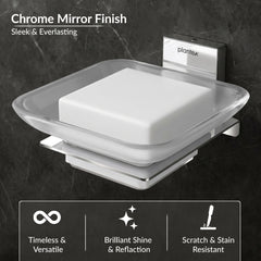 Plantex 304 Grade Stainless Steel Soap Dish/Glass Soap Holder/Soap Storage for Bathroom/Bathroom Accessories - Crystal (Chrome)-5
