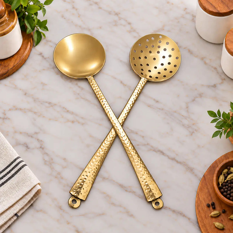 Brass Kitchen Ladles Set  (15.5 Inch)