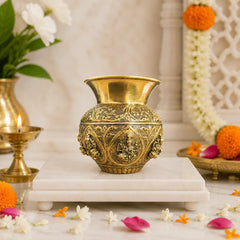 Brass Ashtalakshmi Kodam / Kalash (5.5 Inch)