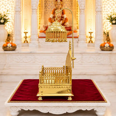 Handcrafted Brass Singhasan with Dome for Laddu Gopal