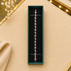Thin Linear CZ Tennis Bracelet for Women | Gold-Tone Clasp, Gift Box