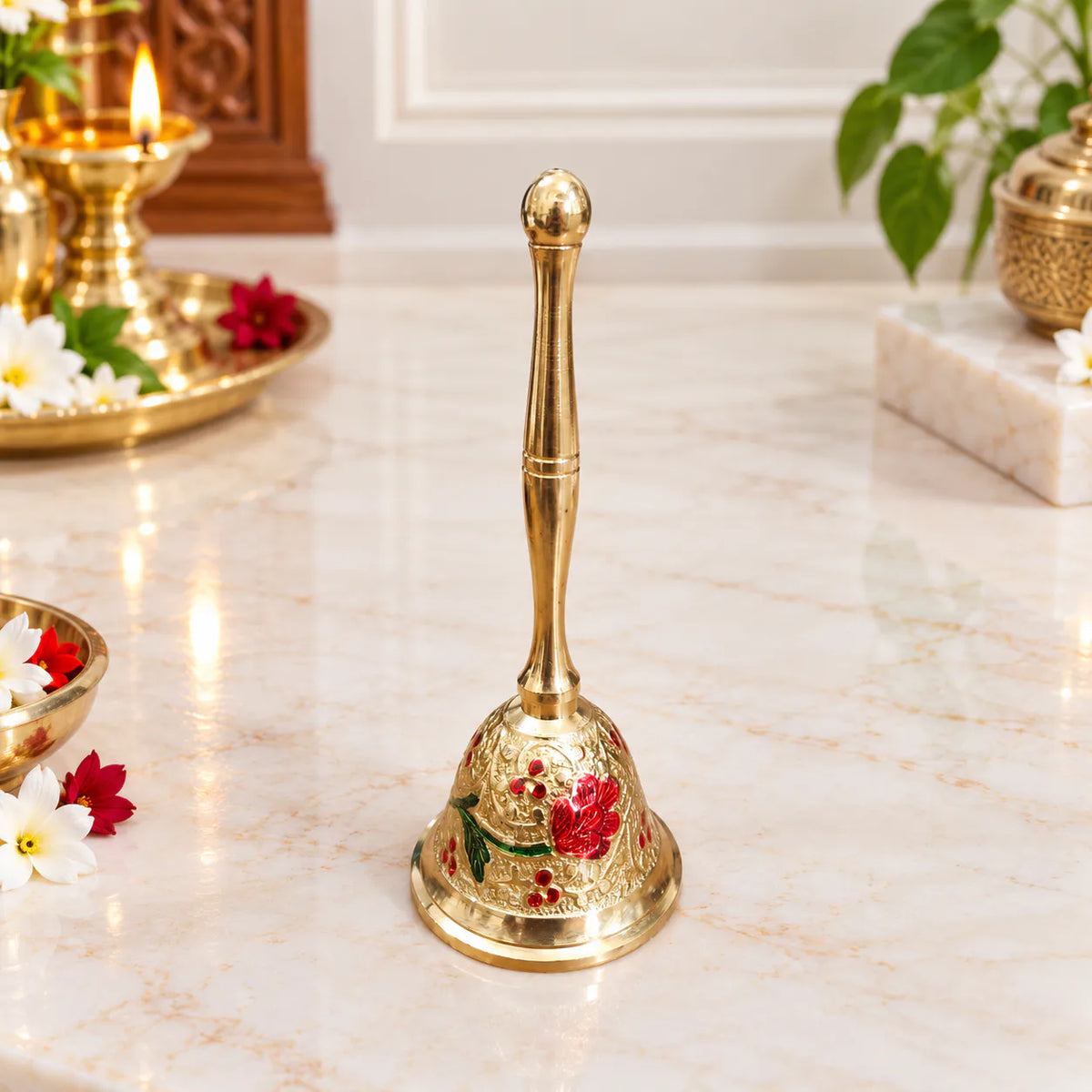 Brass Hand Painted Meenakari Handbell (5.5 inch)