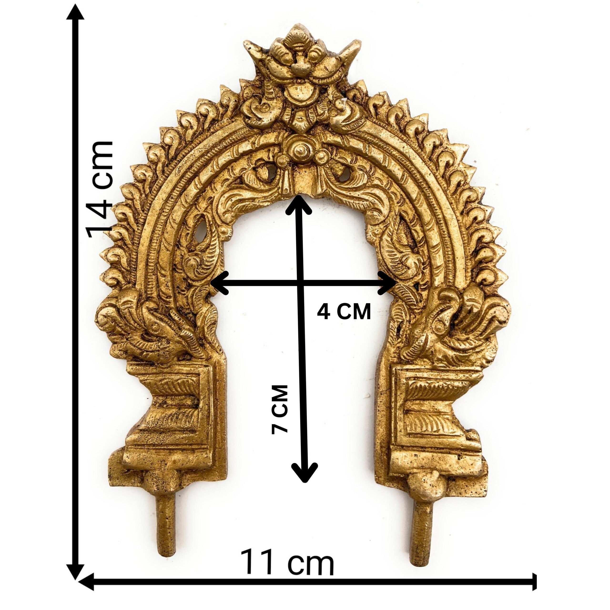 Bhunes Brass Small Prabhavali Arch Frame,  Wall Hanging Decorative God Backdrop | Traditional Temple Pooja Decor | Prabhawali for Home Mandir, Gold, 5.5 Inch, 1 Piece