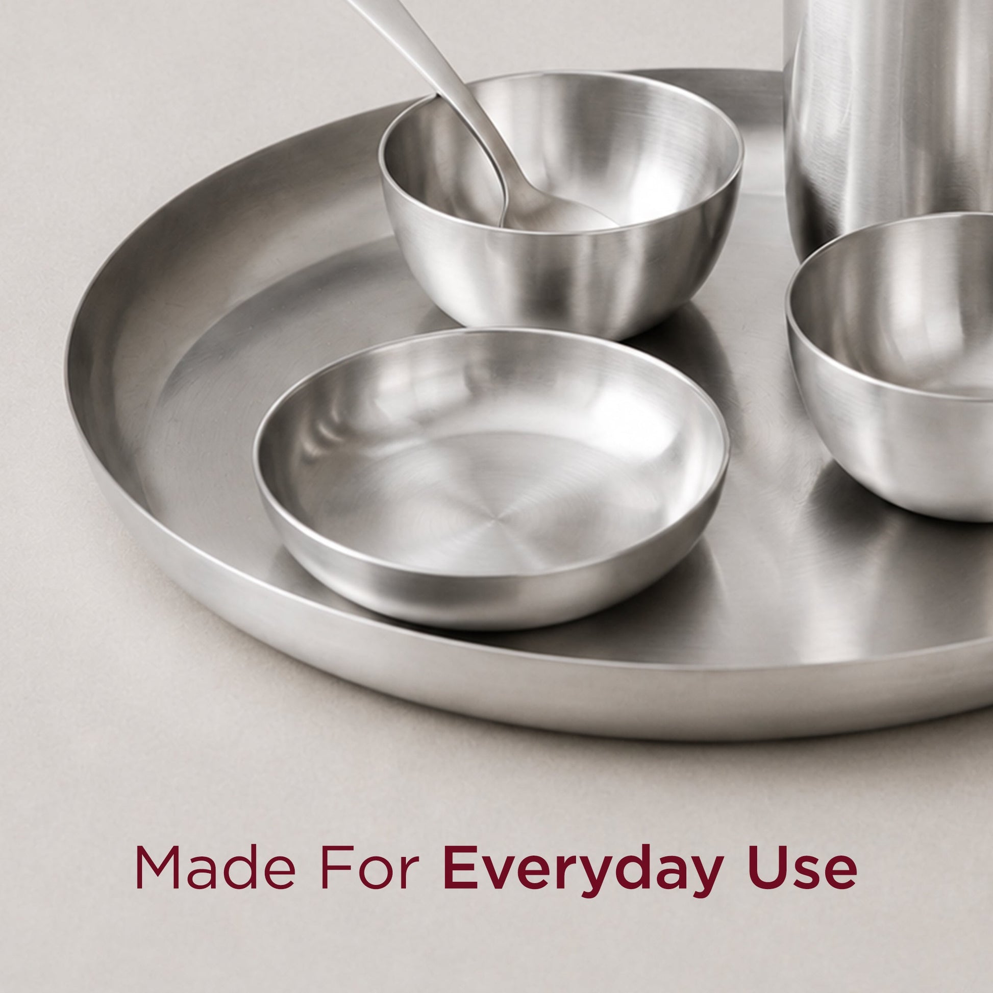 6-Piece Stainless Steel Solid Dinner Set • Matte Finish • Serves 1