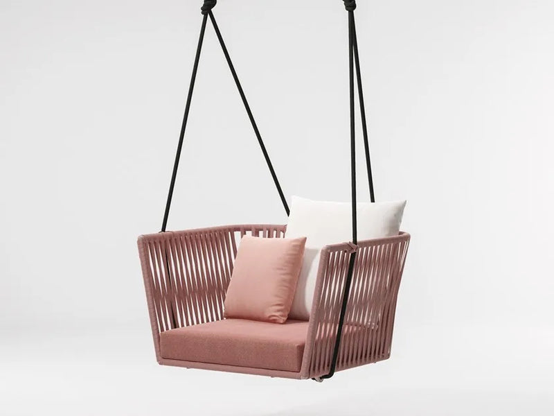 Aleta Single Seater Hanging Swing Without Stand For Balcony , Garden Swing (Pink) Braided & Rope