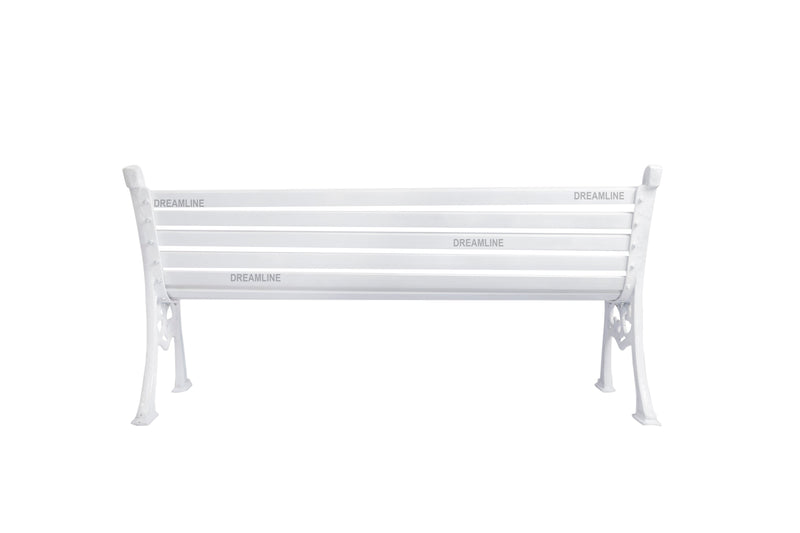 Kezia Cast Iron 3 Seater Garden Bench for Outdoor Park - (White)