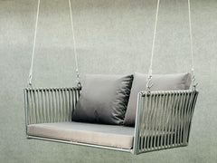 Huda Double Seater Hanging Swing Without Stand For Balcony , Garden Swing (Grey) Braided & Rope
