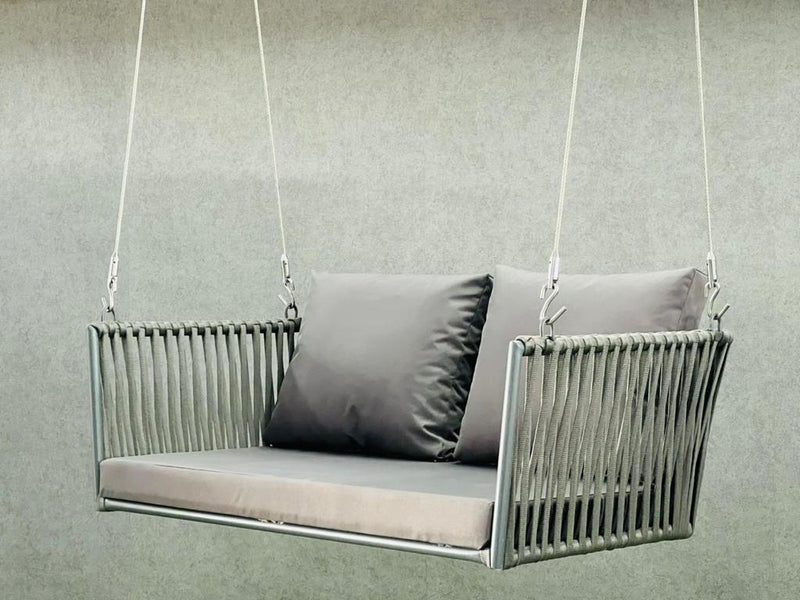Huda Double Seater Hanging Swing Without Stand For Balcony , Garden Swing (Grey) Braided & Rope